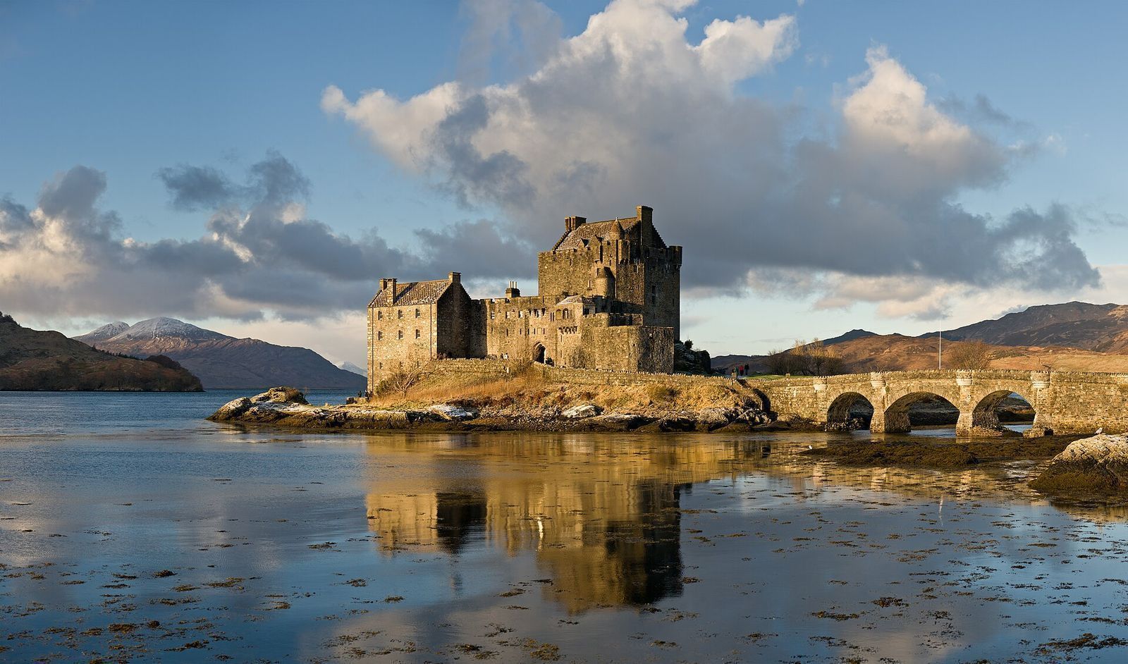 Eilean Donan Castle at the meeting of three sea lochs in the Scottish Highlands