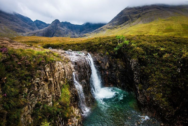 The turquoise Fairy Pools waterfalls at Glenbrittle on Skye