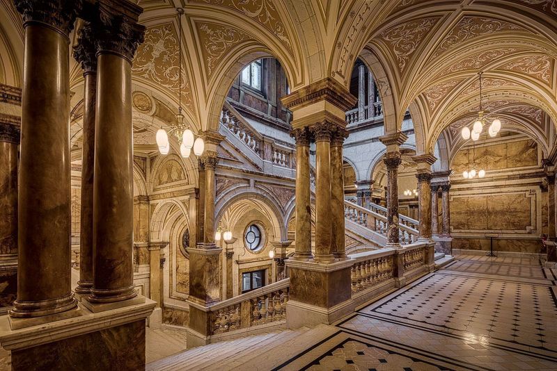 Ornate staircase inside Glasgow City Chambers