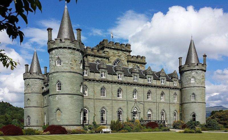The turreted Inveraray Castle on Loch Fyne