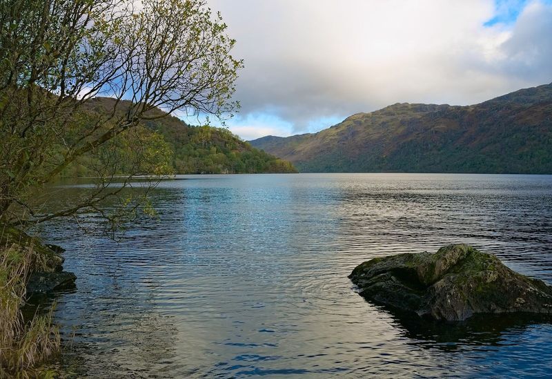 Loch Lomond shoreline at dusk