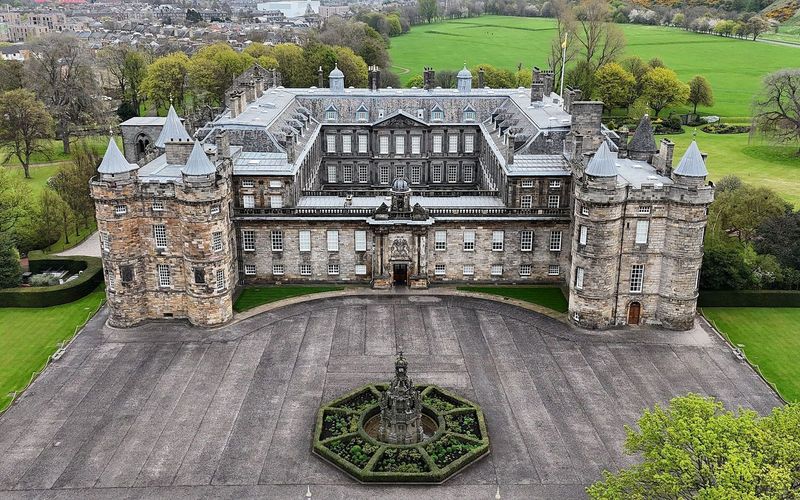 The Palace of Holyroodhouse at the foot of the Royal Mile